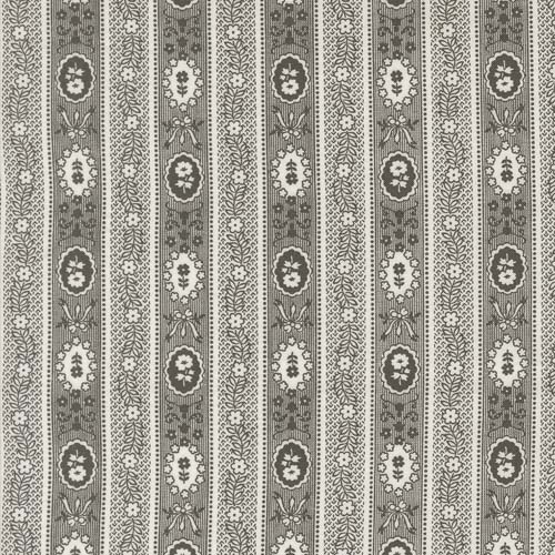 Agatha Road - Wallpaper Stripes - Midnight - black floral stripe on cream