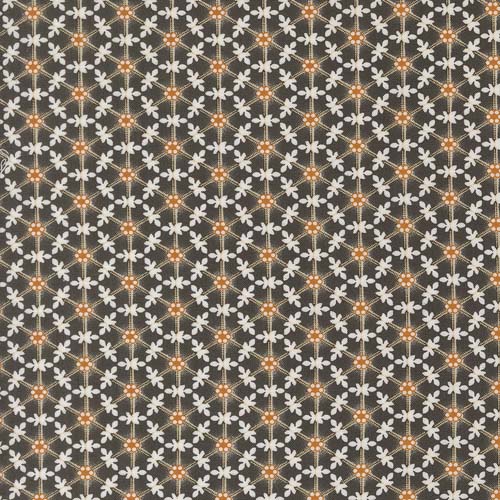 Agatha Road - Wreaths - Midnight - cream & orange wreaths on black