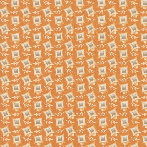 Agatha Road - Harlequin - Pumpkin - cream & tan diamonds on orange