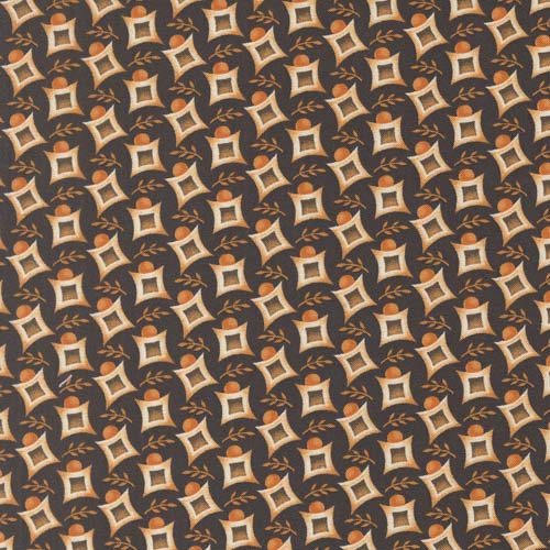 Agatha Road - Harlequin - Midnight - cream & orange diamonds on black