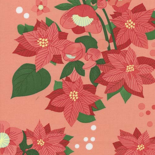 Tiny Christmas - Poinsettia -Carnation - red & pink floral on pink