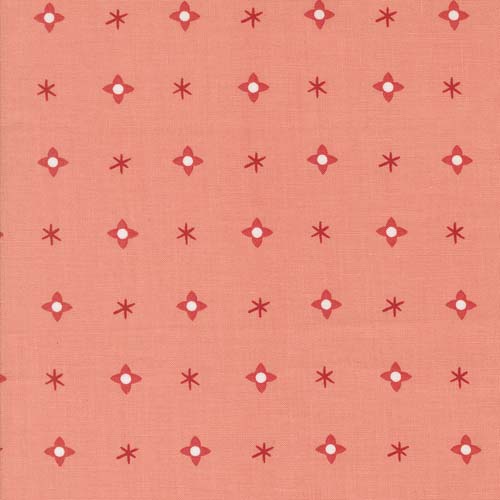 Tiny Christmas -Christmas Star - Carnation -red & white stars on coral