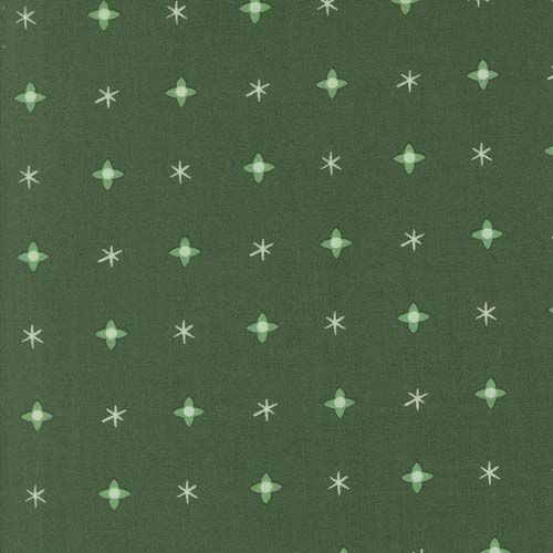 Tiny Christmas -Christmas Star - Pine - mint green stars on dark green
