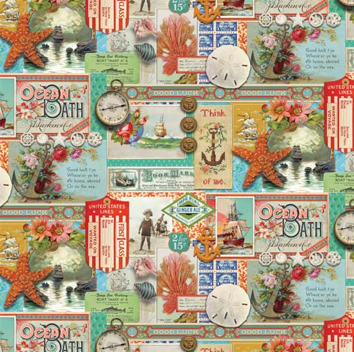 Saltwater - All Aboard Patchwork Collage - Nautical - Sea & beach themed