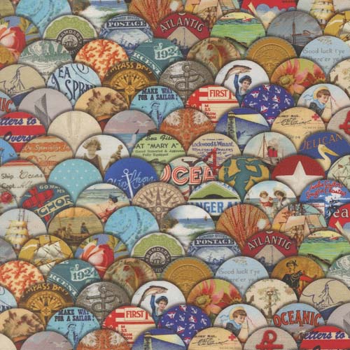 Saltwater - Hidden Treasure Patchwork Collage - Nautical - packed patches