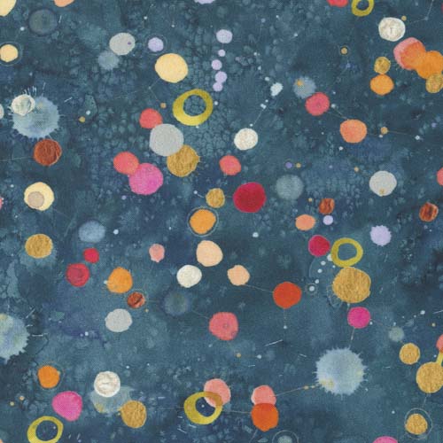 Chickadee - Earth Bound - Dusk - multi colored dots with lines on teal