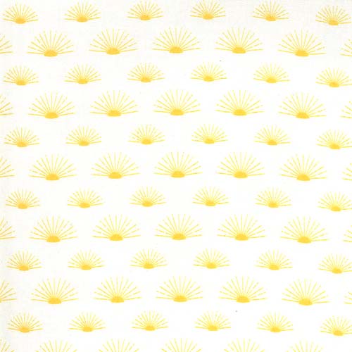 Break of Day - Sunrise -Ivory - rows of yellow rising suns on cream