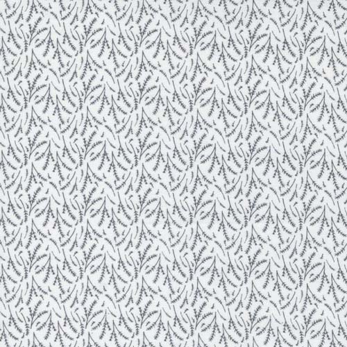 Midnight in the Garden - Herb Sprig - mist/charcoal - tiny gray sprigs on white