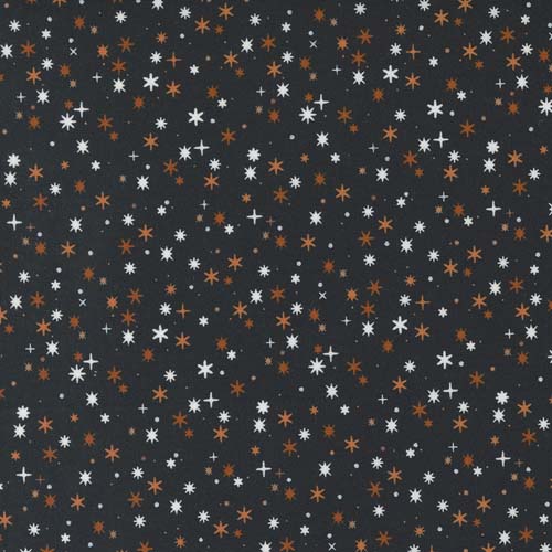 Spellbound - Magic Sparkle - Cauldron - orange & white stars on black