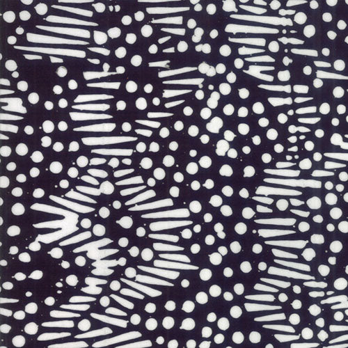 Fire Ice II Batik - Coal Ice - Black - White DNA Strands & Dots on Black