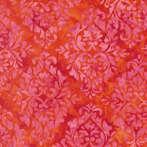 Bonfire Batiks - Fire - Tiles - pink damask on orange