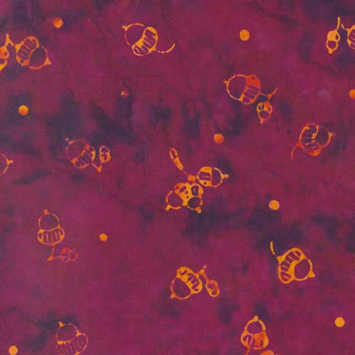 Bonfire Batiks - Wine - Acorns -  tossed orange acorns on burgundy
