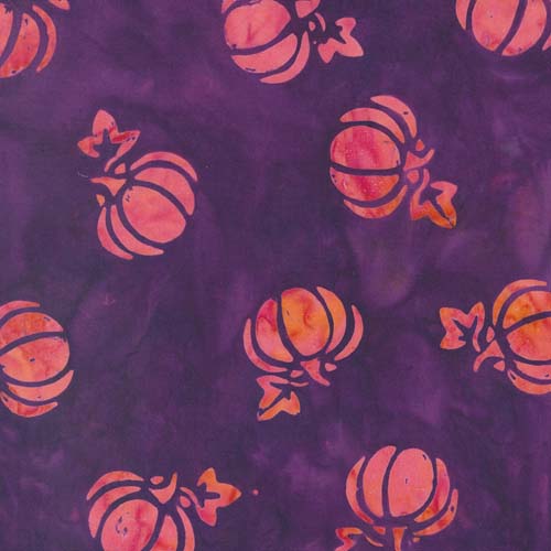 Bonfire Batiks - Mum - Pumpkins - Pink pumpkins on purple