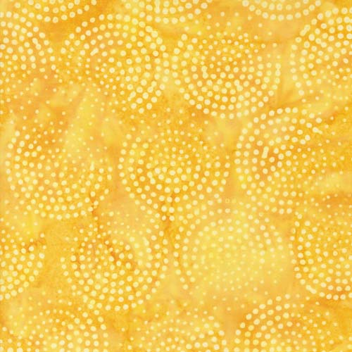 Echo Batiks - Dots - Lemon Swirl - yellow dots in circles on yellow