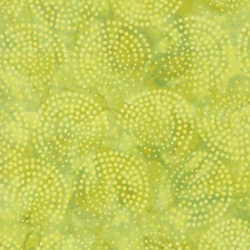 Echo Batiks - Dots - Lime Swirl - bright green dotted circles