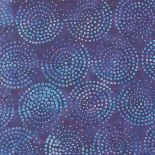 Echo Batiks - Dots - Grape Swirl - blue dots in circles on purple