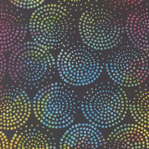 Echo Batiks - Dots - Rainbow Midnight Swirl - rainbow dots in cricles on black