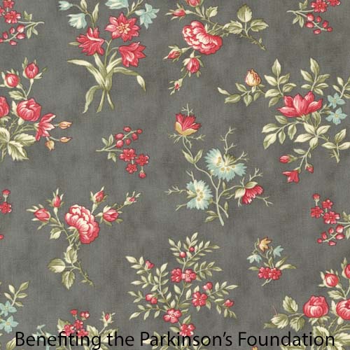 Collections Etchings -Grateful Garden - Charcoal - tossed floral on gray