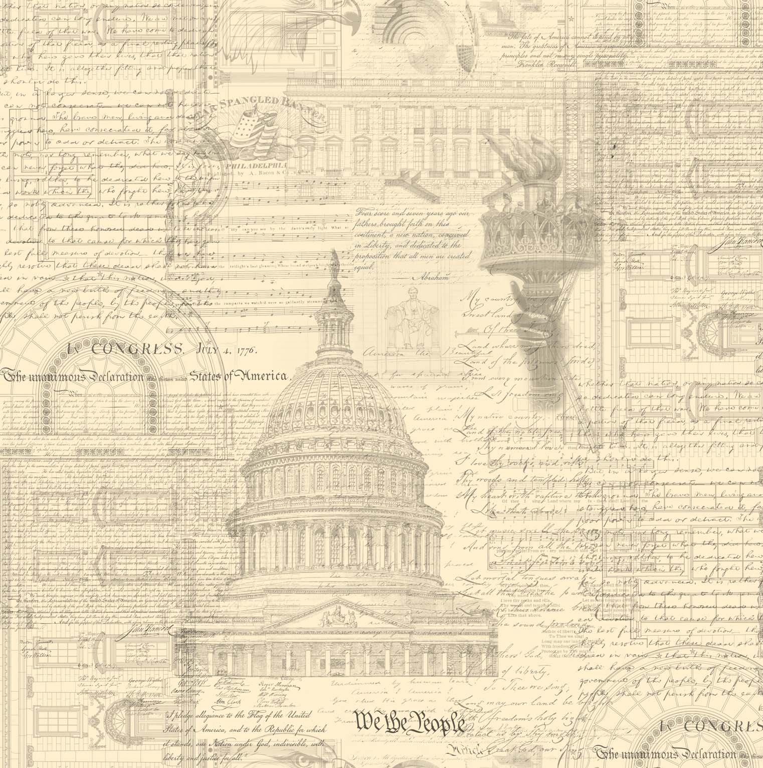3 Sisters Patriotic - Americana Patriotic - Porcelain -tonal collage