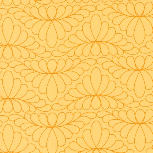 Rainbow Sherbet - Feather Arc- Butterscotch- quilting feathers on lt orange