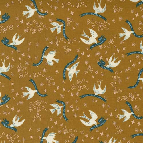 Cheer and Merriment - Good Tidings - Dove - Brass - Cream doves on gold