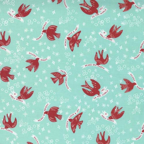 Cheer and Merriment - Good Tidings - Dove - Frost - red doves on aqua