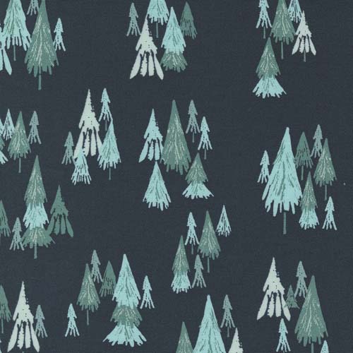 Good News Great Joy - Fir Forest - Midnight - Aqua & teal trees on dark blue