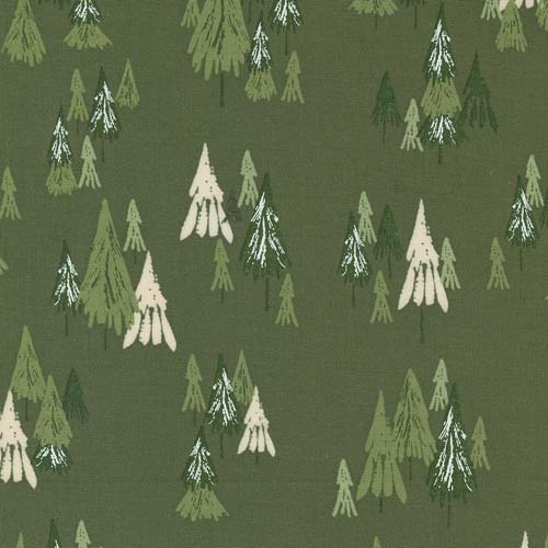 Good News Great Joy - Fir Forest - Pine - white& green trees on dk green
