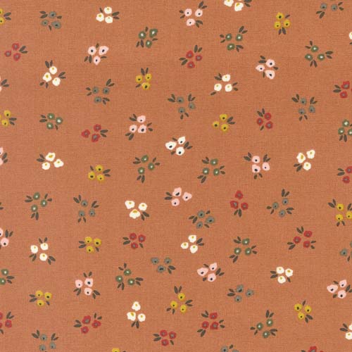 Dawn on the Prairie - Sweet Ditsy - Pumpkin Pie- multicolored flowers on rust