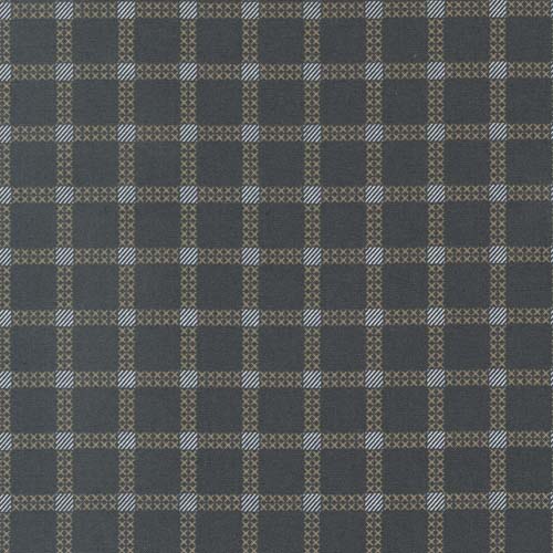 Dawn on the Prairie - Stitch Check- Charcoal- brown& gray check on dk gray