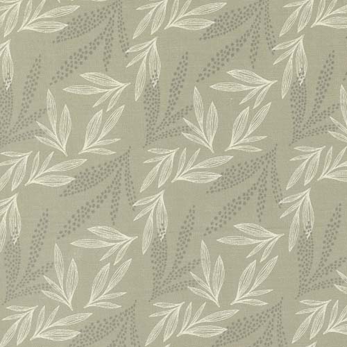 Woodland Wildflowers - Leaf Lore - Taupe - diagonal cream leaves  on taupe