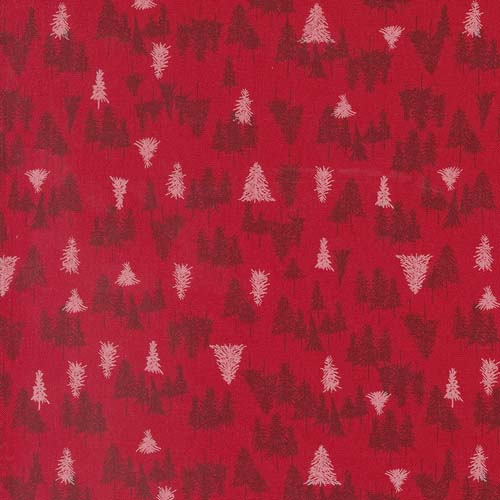 Cozy Wonderland - Tree Farm -Berry-Small pine trees on red-Fancy That Design