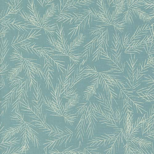 Cozy Wonderland - Bough and Branch - Frost-Pine boughs on Aqua-FancyThatDesign