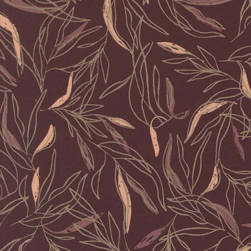 Foraged Found - Loose Leaf - Merlot - leaf sketch on burgundy