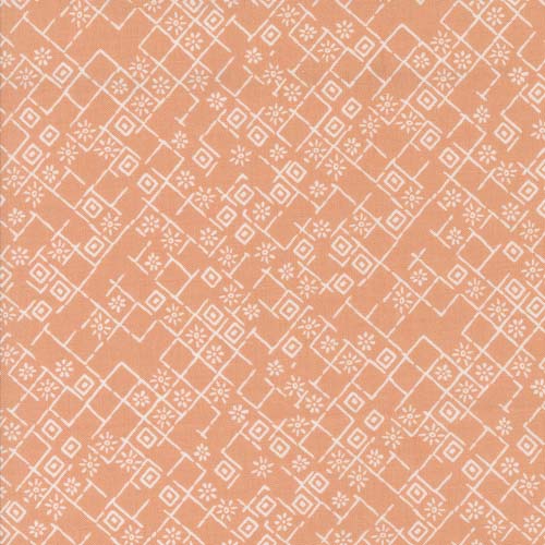 Foraged Found - Fractured Weave - Peach - cream floral lattice on peach