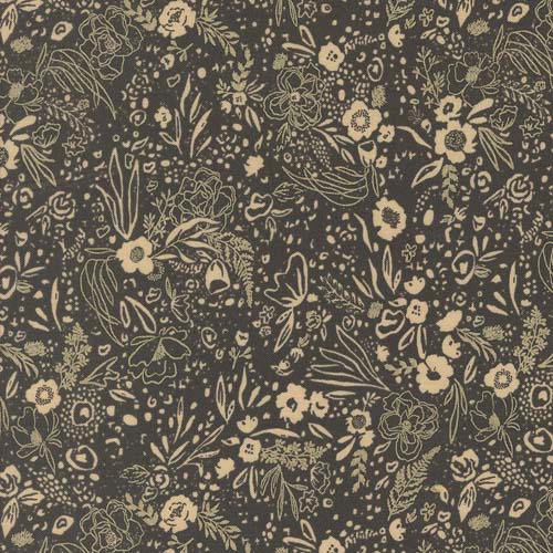 Foraged Found - Field of Fancy - Iron - packed tan floral on soft black