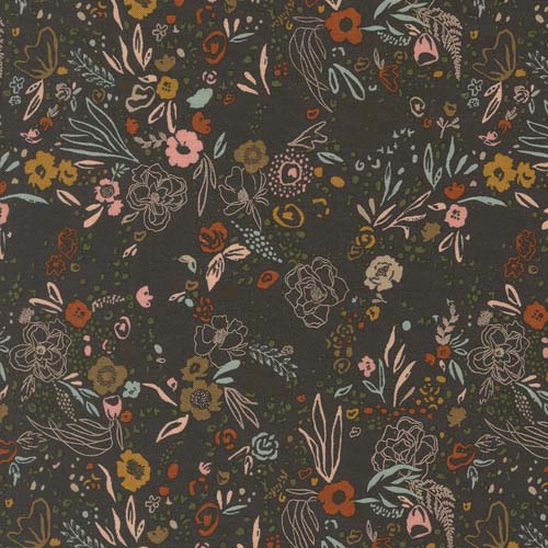 Foraged Found - Field of Fancy - Iron/Multi - multicolor floral on soft black