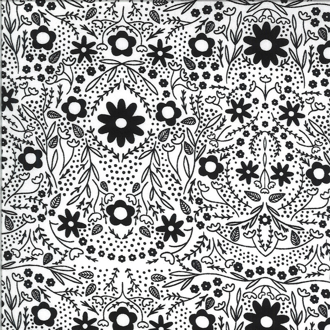 Dwell in Possibility - Full bloom - black floral on white