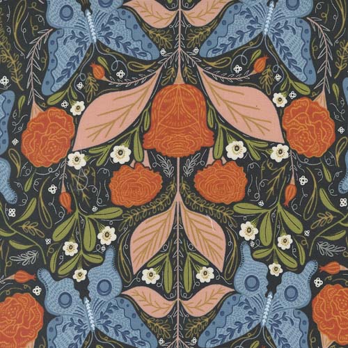 Woodland Wonder - Vintage Butterfly - Midnight - colorful butterfly & floral