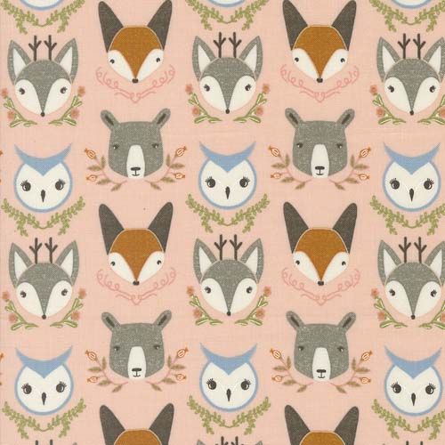 Woodland Wonder - Bobble Heads - Blush - colorful animal heads on pink
