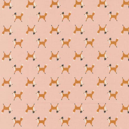 Woodland Wonder - Fox Trot - Blush - rows of red foxes on pink