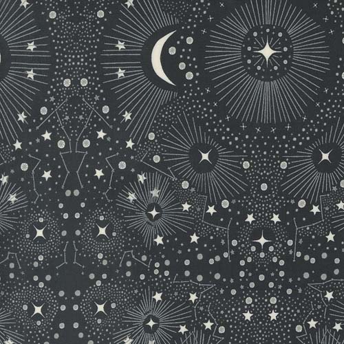 Woodland Wonder - Starshine -Midnight - white stars & moon on black