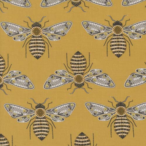 Bee Garden Metallic- Bumblebee - Honey - bees w/ gold accents on gold
