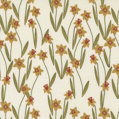 Bee Garden Metallic - Darling Daffodils- Porcelain - Daffodils on cream w/gold