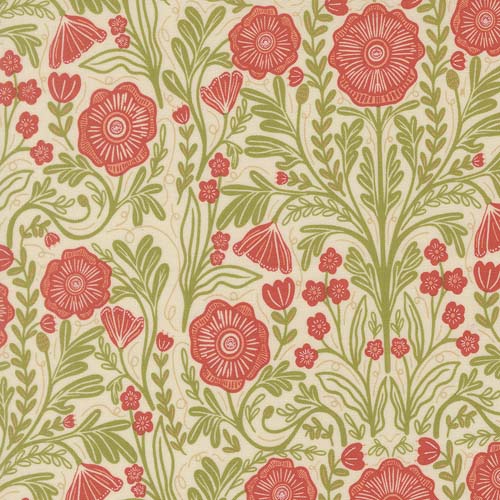 The Henhouse - Poppy Florals - Cloud - poppy flower damask on white by Gingiber