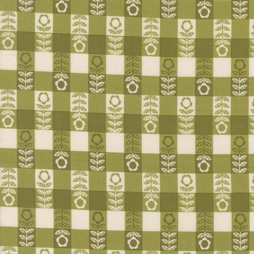 The Henhouse - Flower Plaid Checks - Grass - green & white gingham by Gingiber
