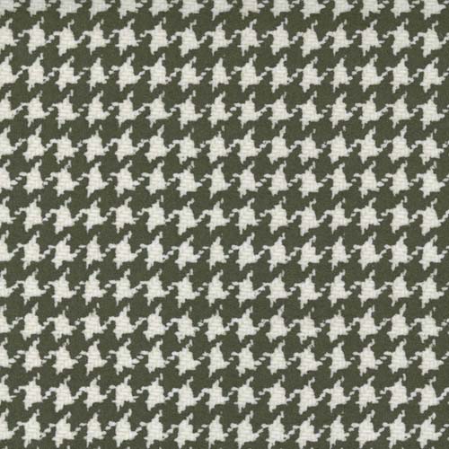 Yuletide Gatherings Flannel - Houndstooth Check - Ivy - dark green and white