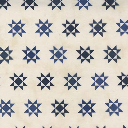 Starlight Gatherings - Geometric Quilt Block Star - Natural - navy stars on crea