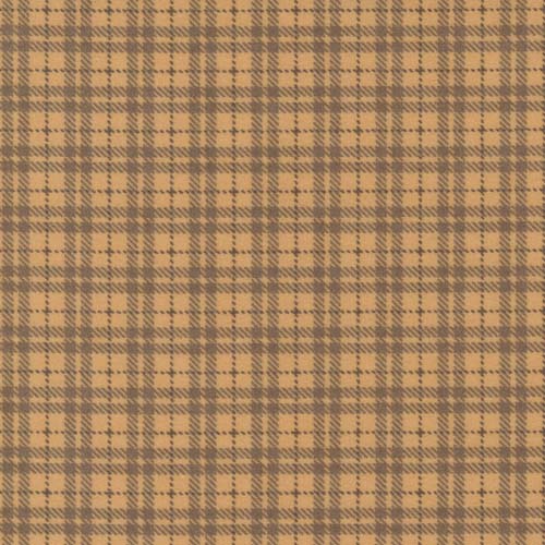 Flannel - Autumn Gatherings -Hay - National Checks - brown plaid on gold