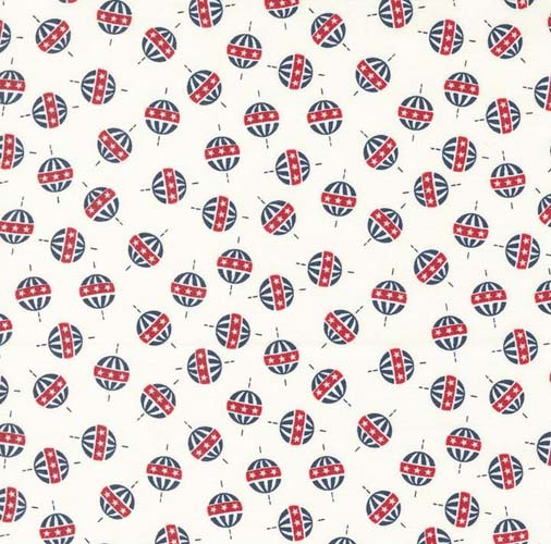 American Gatherings II - American Ball Dots - Dove - red white & blue dots